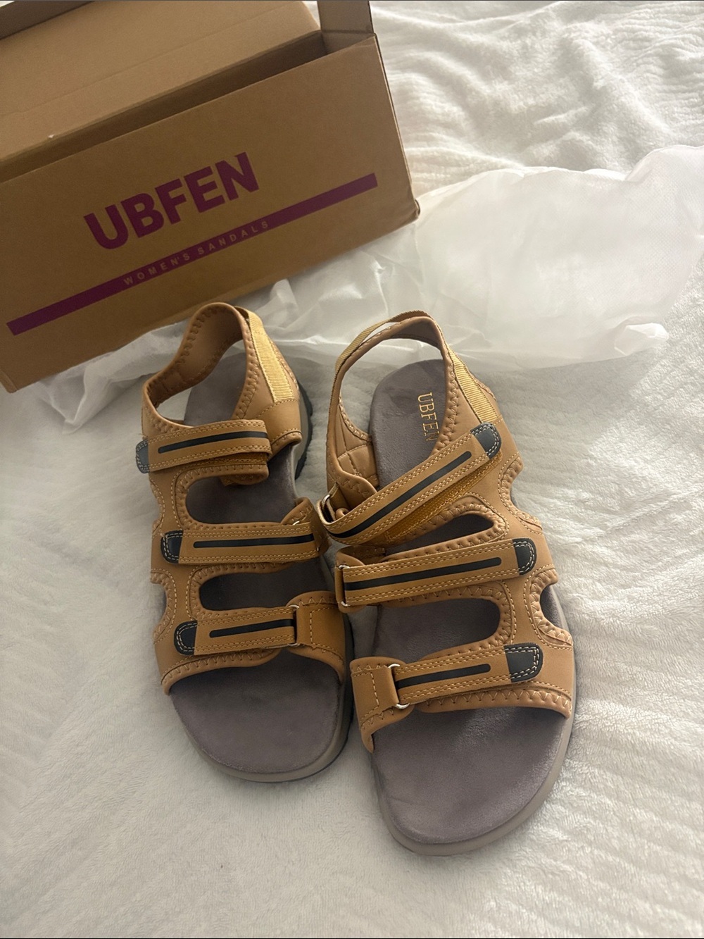 Women's Tan Multi-Strap Adjustable Comfort Sandals